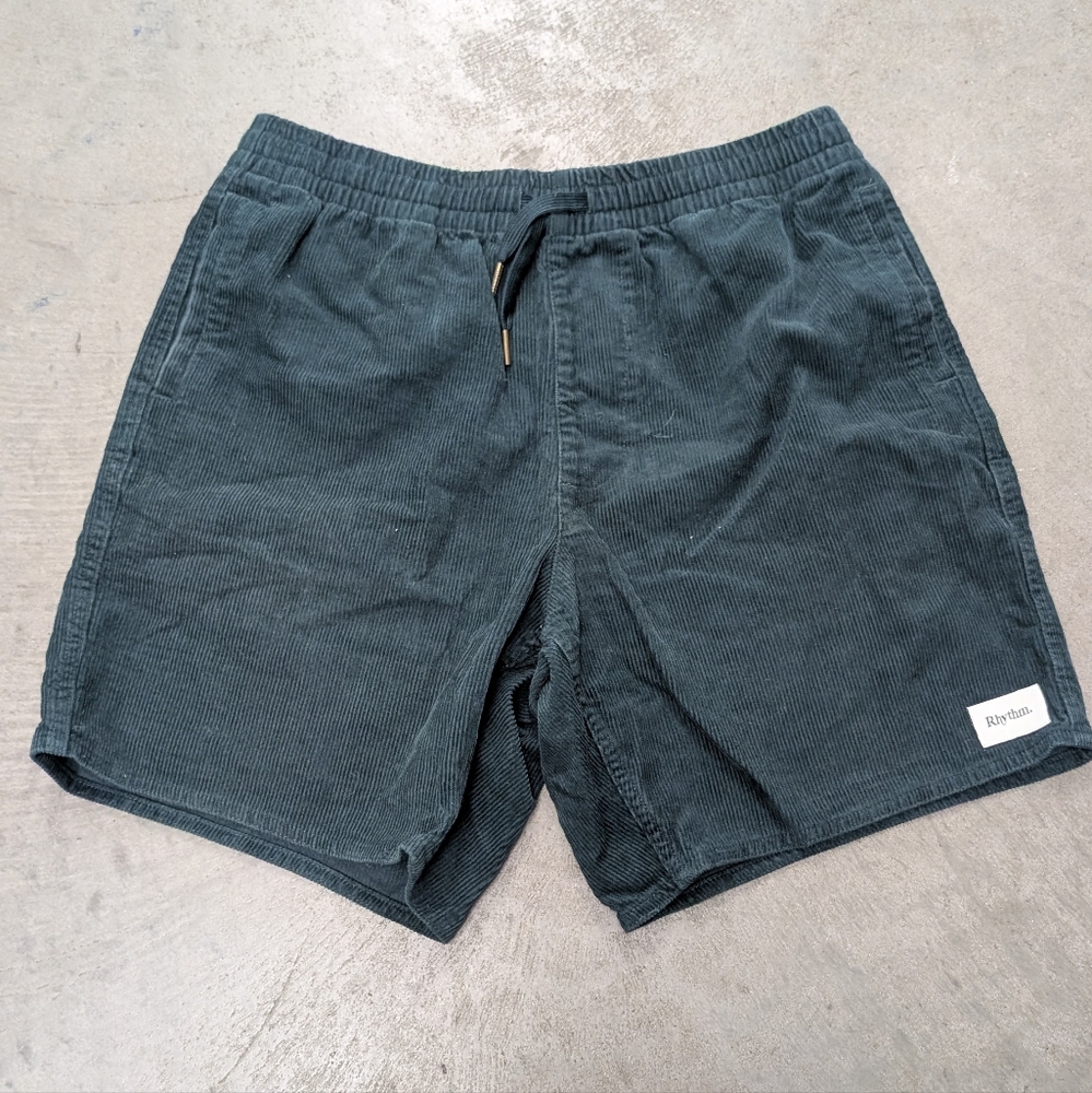 Rhythm Dark Green Corduroy Shorts, Size 33
